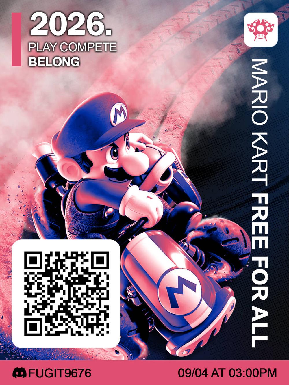Mario kart character "Mario" driving a kart