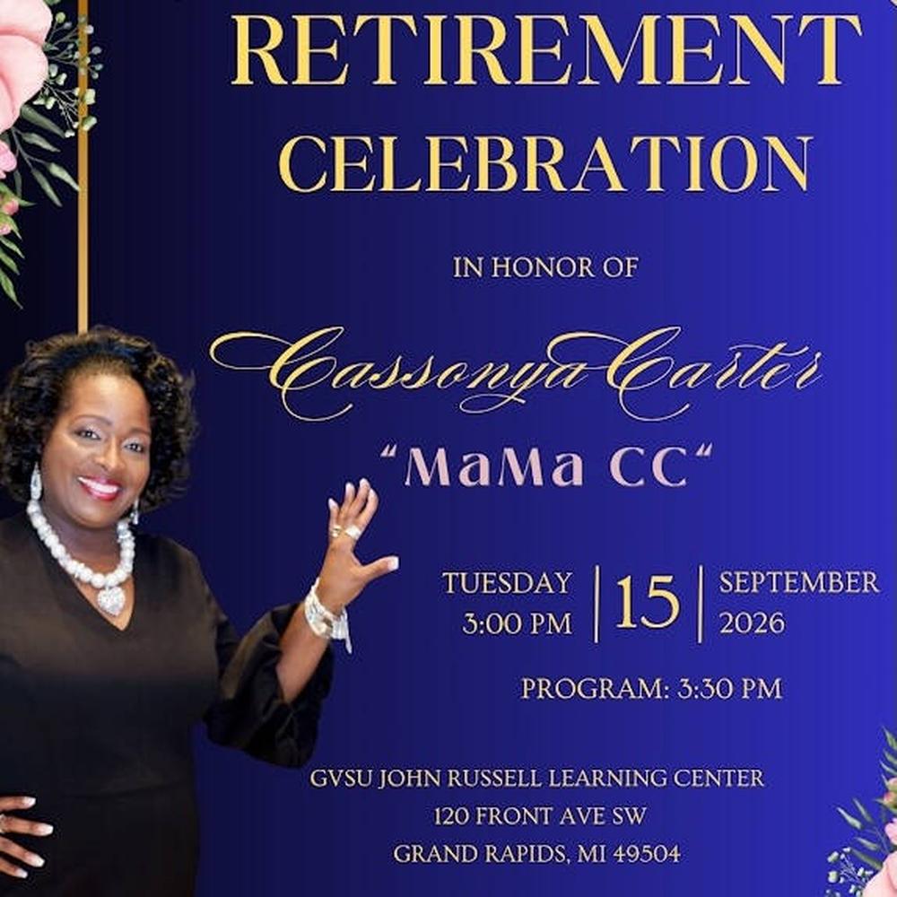 Promotion for a retirement celebration to be held on 9/15/26 for Cassonya Carter.