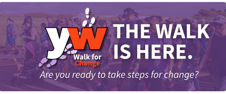 purple background white lettering stating the Walk is Here