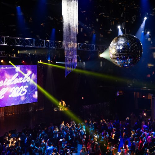 Image of dance floor with disco ball