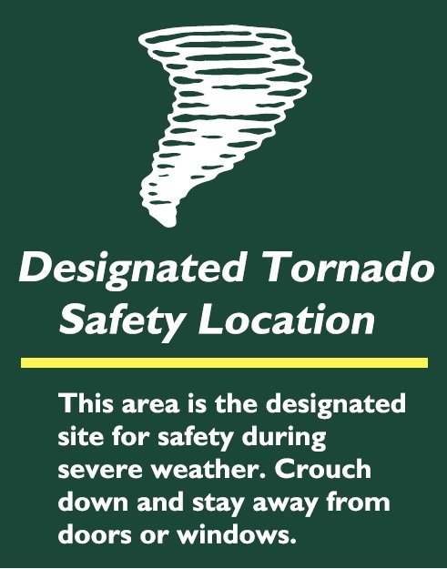 Tornado safety location sign