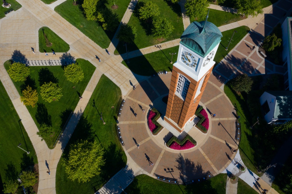 Aerial View of Allendale Campus Clock Tower