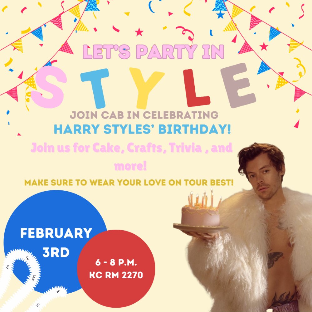 Graphic image with Harry Style's holding a birthday cake