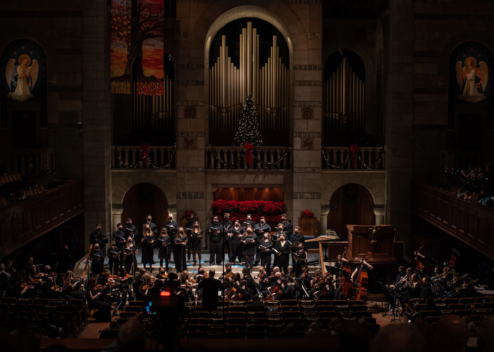 musicians and choir members perform at Fountain Street Church in Grand Rapids