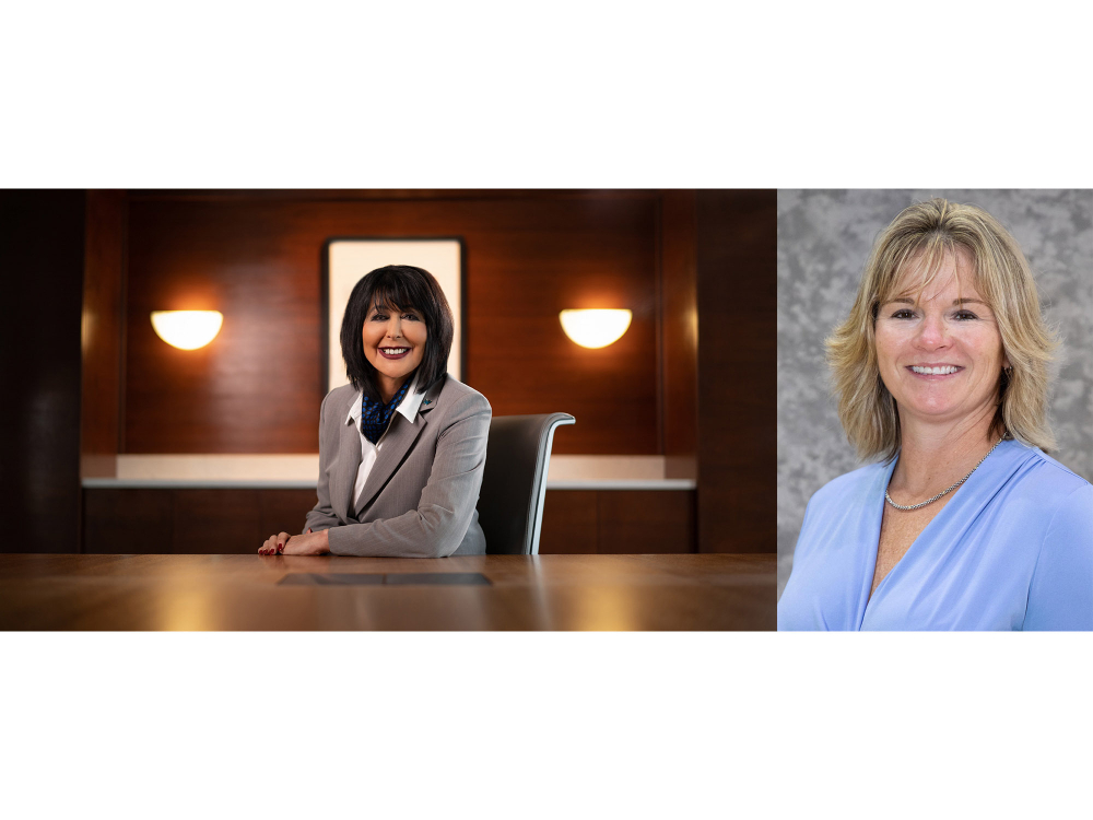 side by side portrait photos of President Mantella, seated at table, and Keri Becker