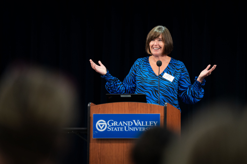 Jenny Hall-Jones, vice president for Student Affairs, gives remarks as the keynote speaker for the event.