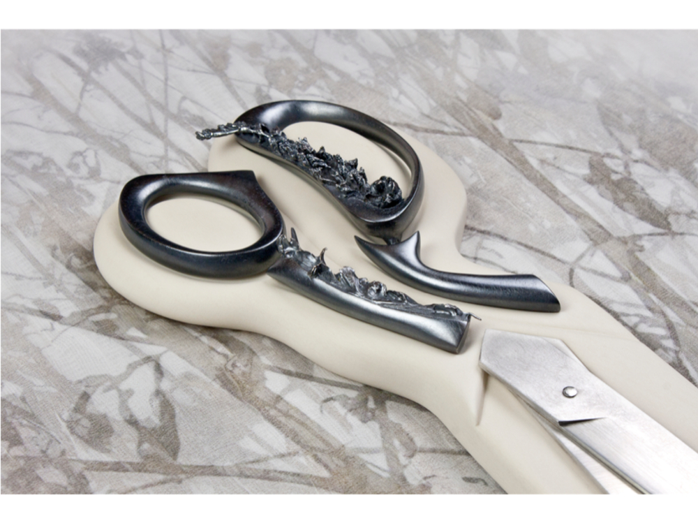 artwork resembling a pair of scissors pictured