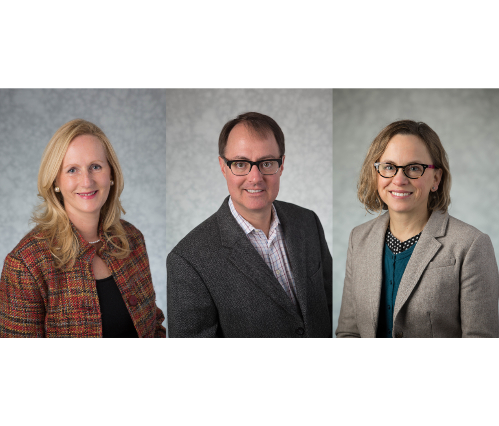 composite photo of Anne Caillaud, David Eick and Janel Pettes Guikema