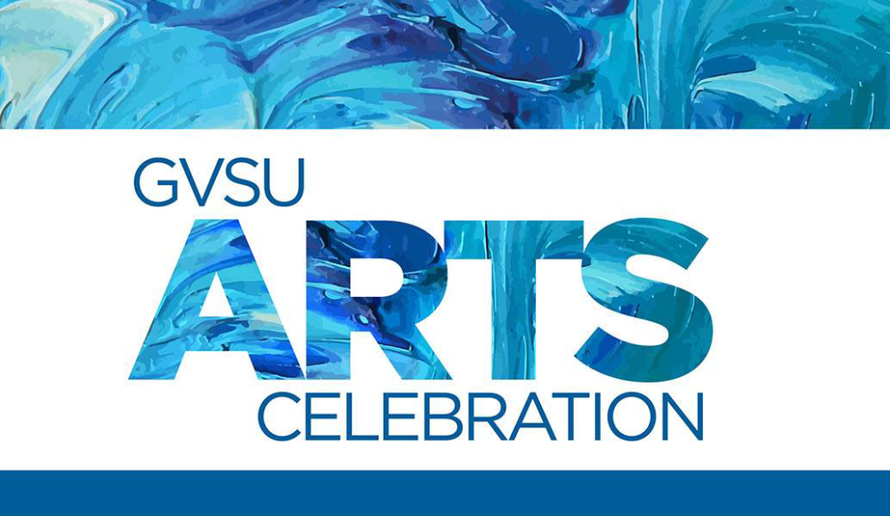 GVSU Arts Celebration, image in tones of blue, swirling colors