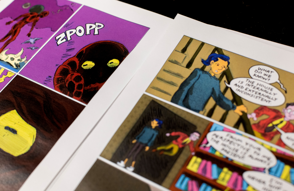 inside pages of a colorful graphic novel