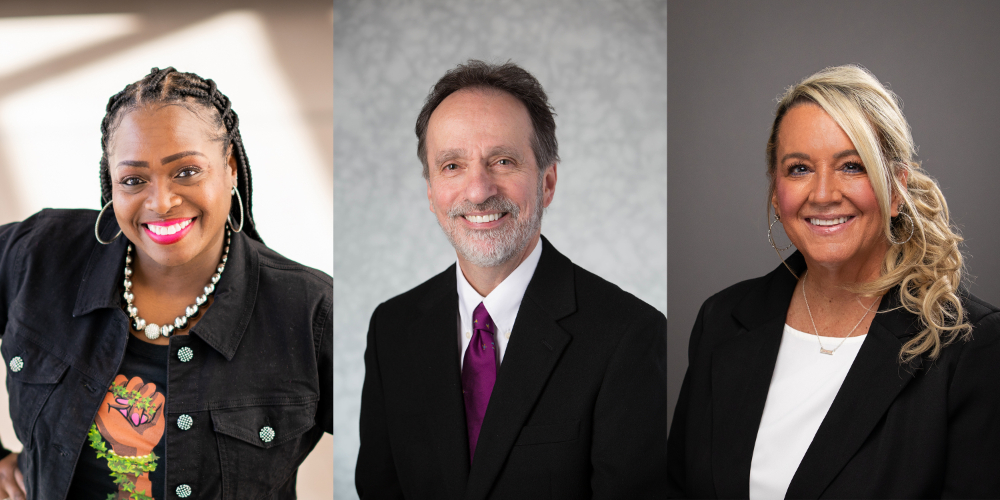 composite photo of three people: Cassonya Carter, Rob Franciosi and Wendy Johnston