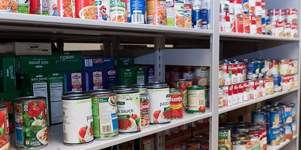 Cans of food in the Replenish Food Pantry.