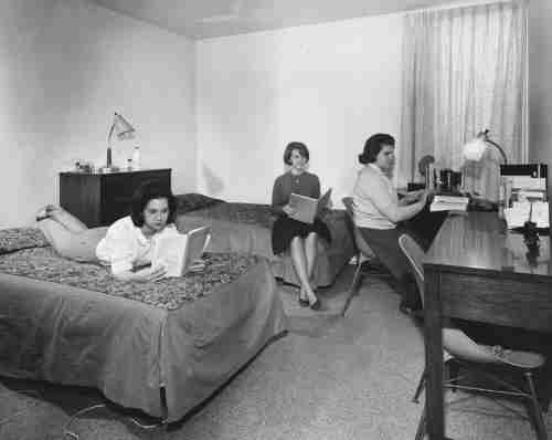 Archive photo of female students in a GVA bedroom