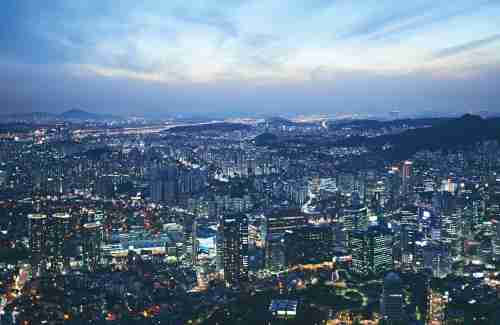 Arial view of Seoul, South Korea