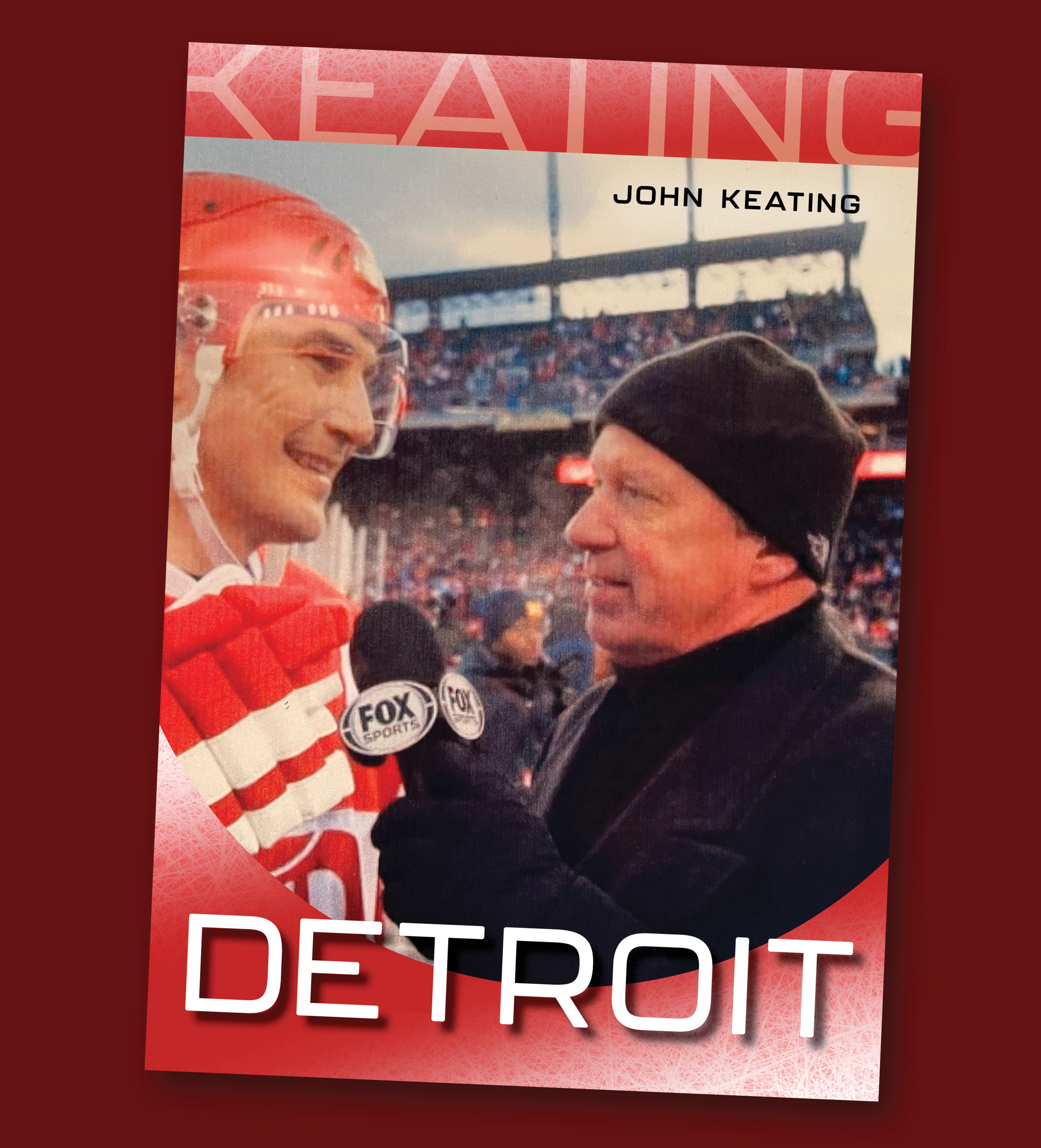 A sports card depicting John Keating while working for Fox Sports Detroit at a Red Wings game.