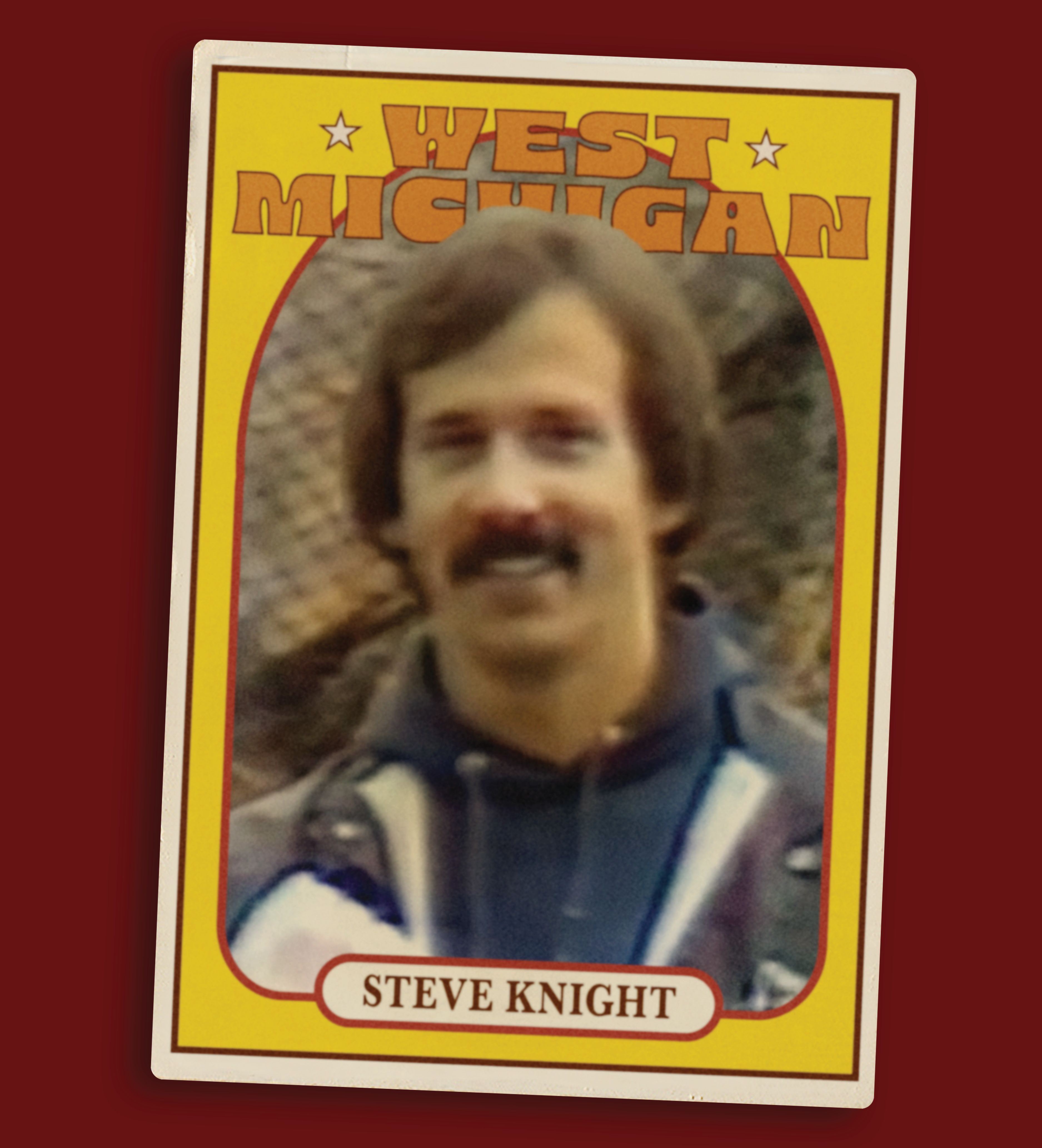 A sports card depicting 'Steve Knight', John Keatings monicker while he worked at WZZM.