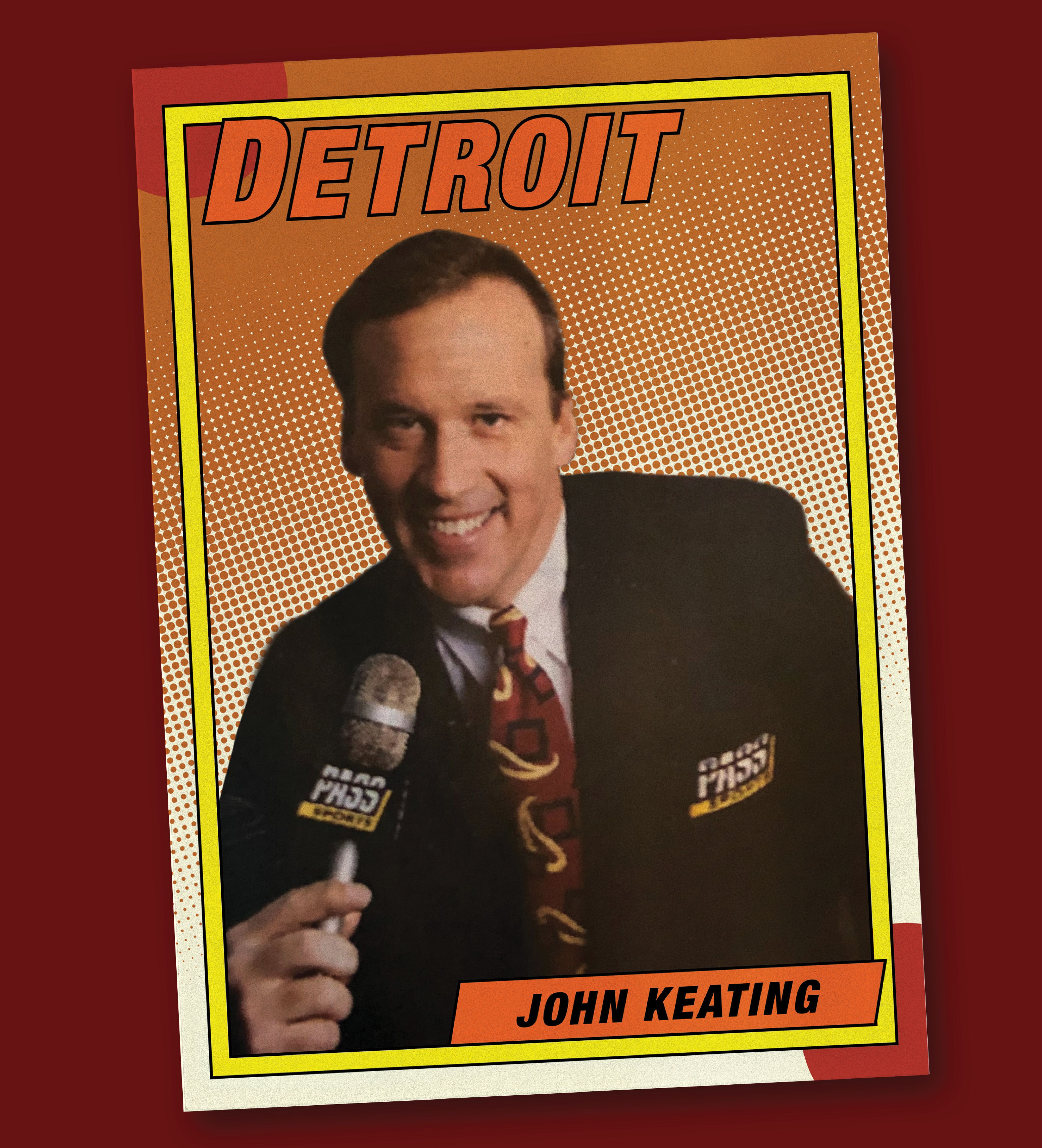 trading card of John Keating with PASS logo on sports jacket