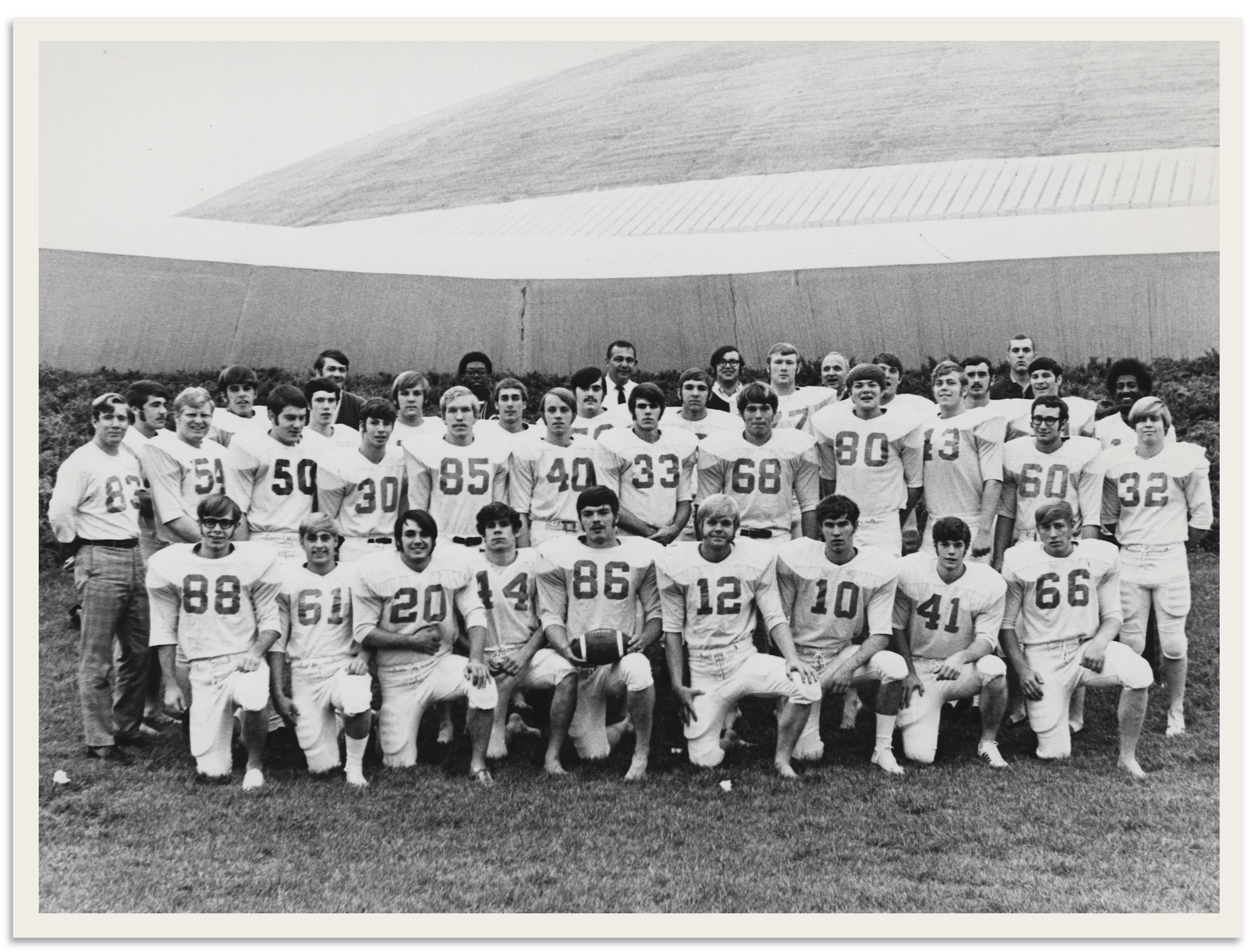 1970 team photo of Laker football players