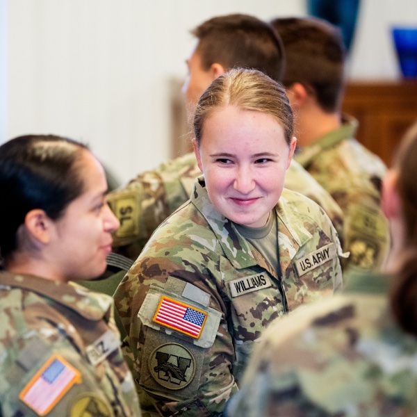 Students in uniform at a Veterans Day Breakfast