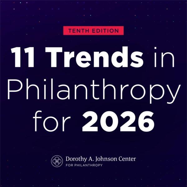 Graphic displaying the headline �11 Trends in Philanthropy for 2026,"