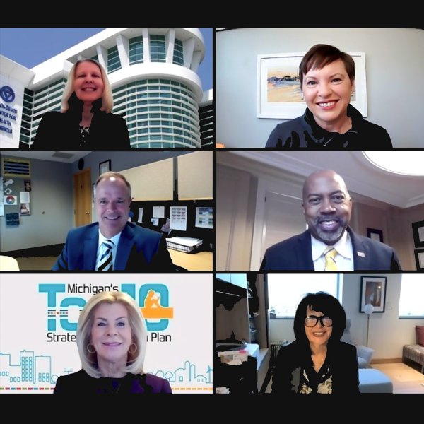 Screenshot of panelists for a Health Forum of West Michigan event