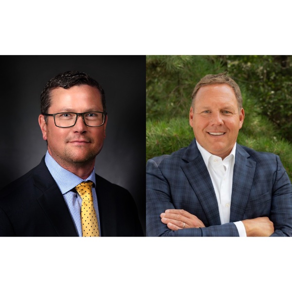 Steve Downing, CEO of Gentex, and Mark White, CEO of Shape Corp. in portraits.