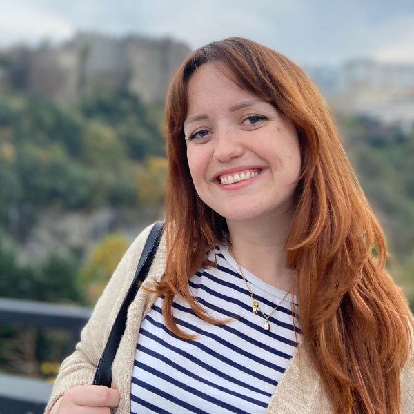 Grand Valley graduate Katie Hoffswell poses for a photo in Turkey.