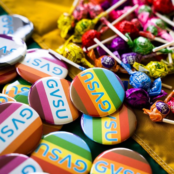 Image of LGBTQ & GVSU buttons