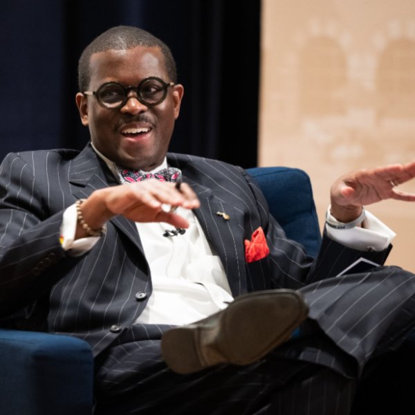 Quentin Messer Jr., CEO of the Michigan Economic Development Corporation, talks with the panel during a Fireside Chat.