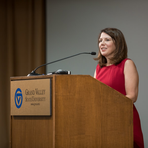 woman at podium