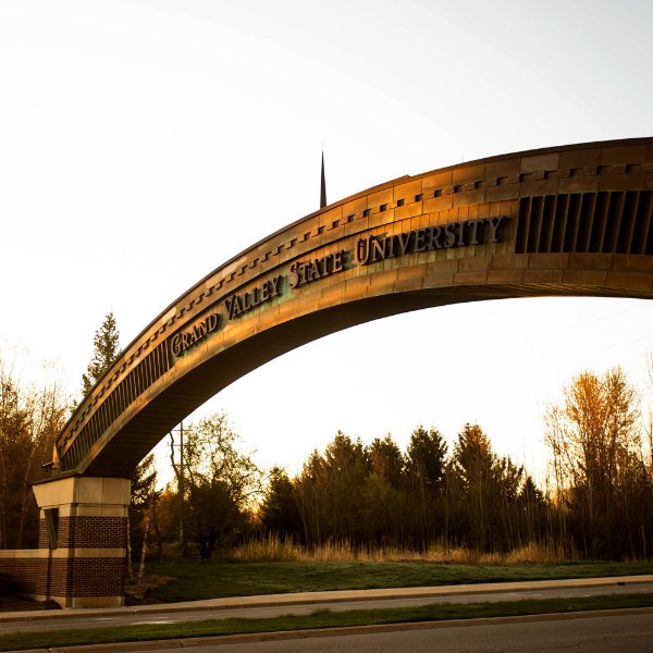 The arch before GVSU's Allendale Campus is pictured.