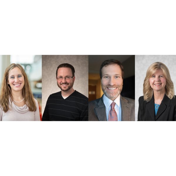 headshots of four people, from left, Erica Hamilton, Aaron Lowen, Sean Lancaster and Kathy Moran