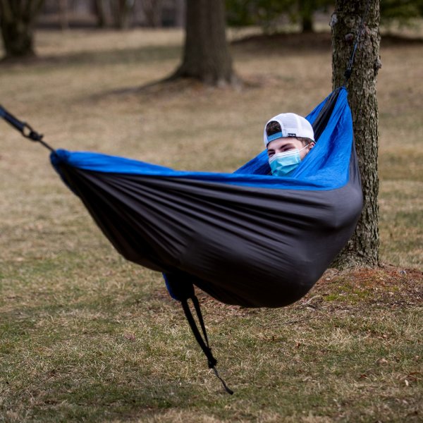 Student in hammock.