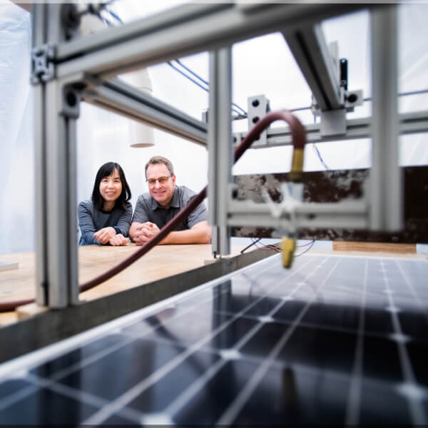 Engineering faculty and students are conducting research on coatings to protect solar panels.