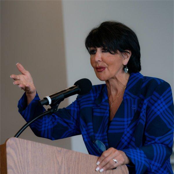 President Philomena V. Mantella speaks at the LatinXperience Symposium.