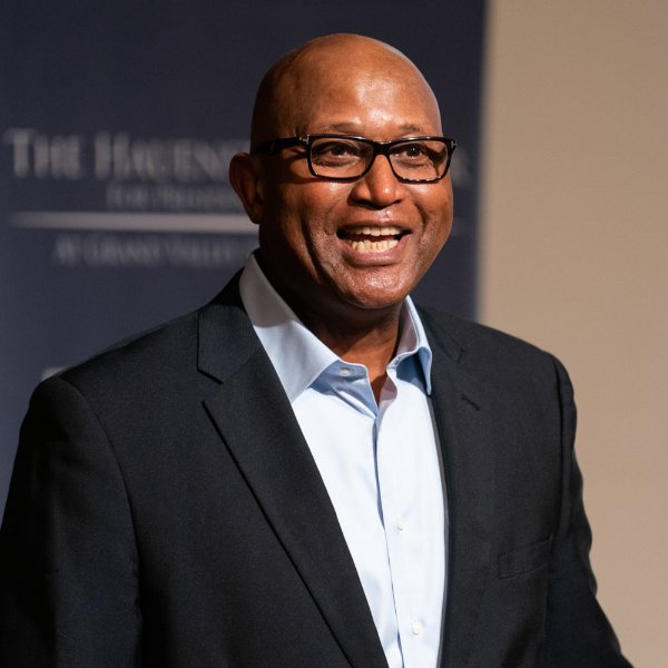 Wayman Britt delivers speech during Wheelhouse Talks series