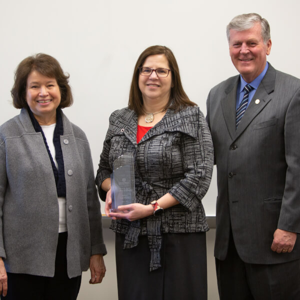 From left, Gayle R. Davis, former provost; Lisa Haynes, associate vice president of Facilities Services Grand Rapids and Regional Centers; and President Thomas J. Haas.