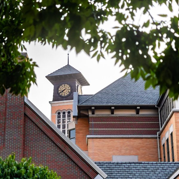 Clock tower on the Pew Grand Rapids Campus.