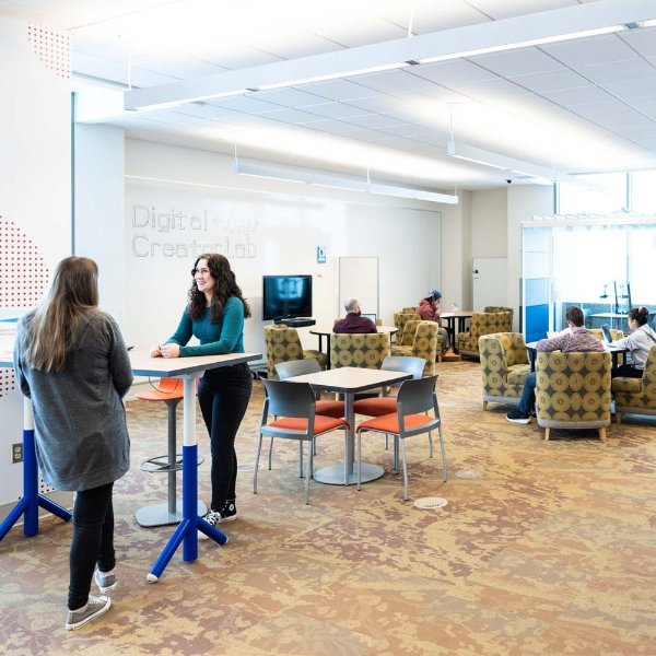 Multiple students utilizing the Digital Creator Lab.