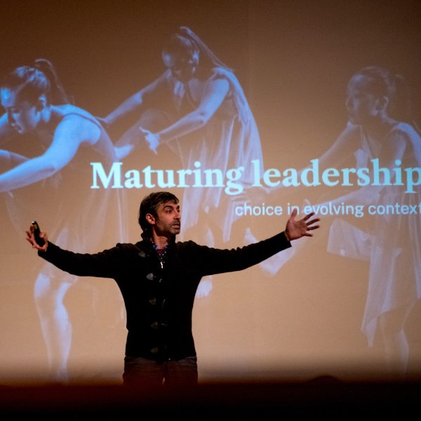 Lecturer speaking during presentation