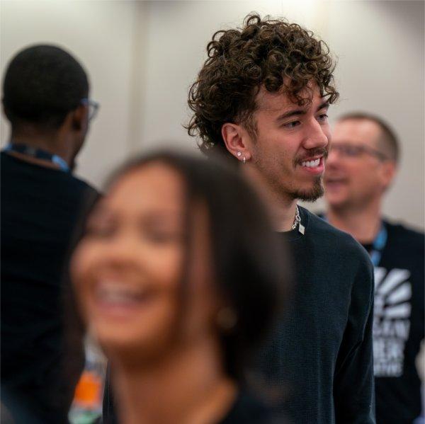 Austin Honey takes part in the West Michigan Teacher Collaborative Summer Institute at the Eberhard Center in Grand Rapids on July 22.