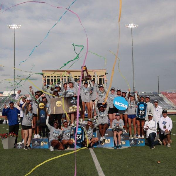 The GVSU Women's Track & Field Team celebrate their National Championship