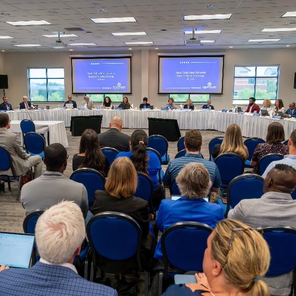 GVSU's Board of Trustees meets in the Kirkhof Center's Pere Marquette room.