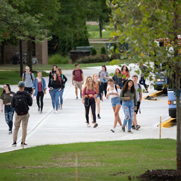 students walking on Allendale Campus