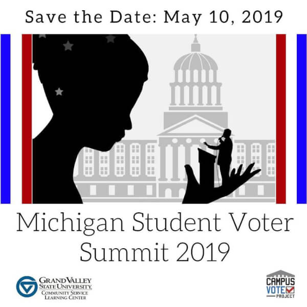 Student voter engagement, education and turnout efforts are just a few of the topics on the agenda for more than 100 representatives from colleges and universities across the state when they come together May 10 at Grand Valley State University.