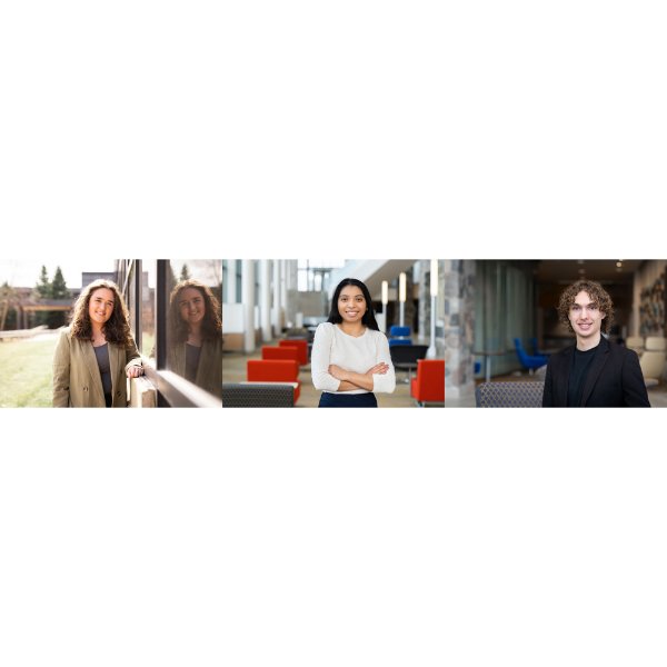 Three portraits of students in one composite: Landyn Teachout,  Elizabeth Cruz-Pablo and Ethan Cordes.