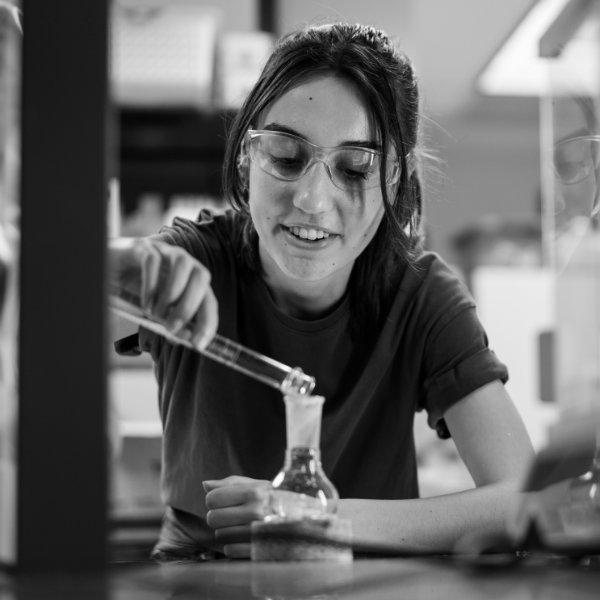 Junior Georgia Sands works in her lab on research.