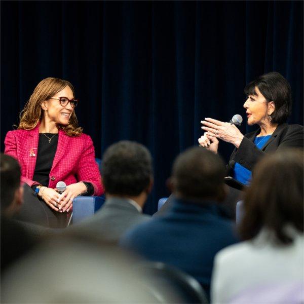 Melissa Harris-Perry and President Mantella seated on stage having a conversation