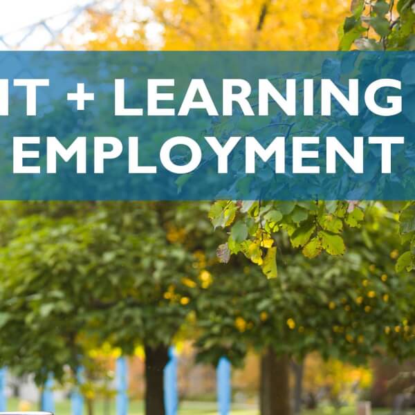 A graphic that reads "Student + Learning, Student + Employment" 