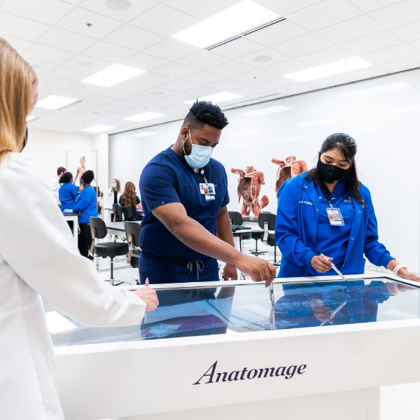 Nursing students in the simulation center.